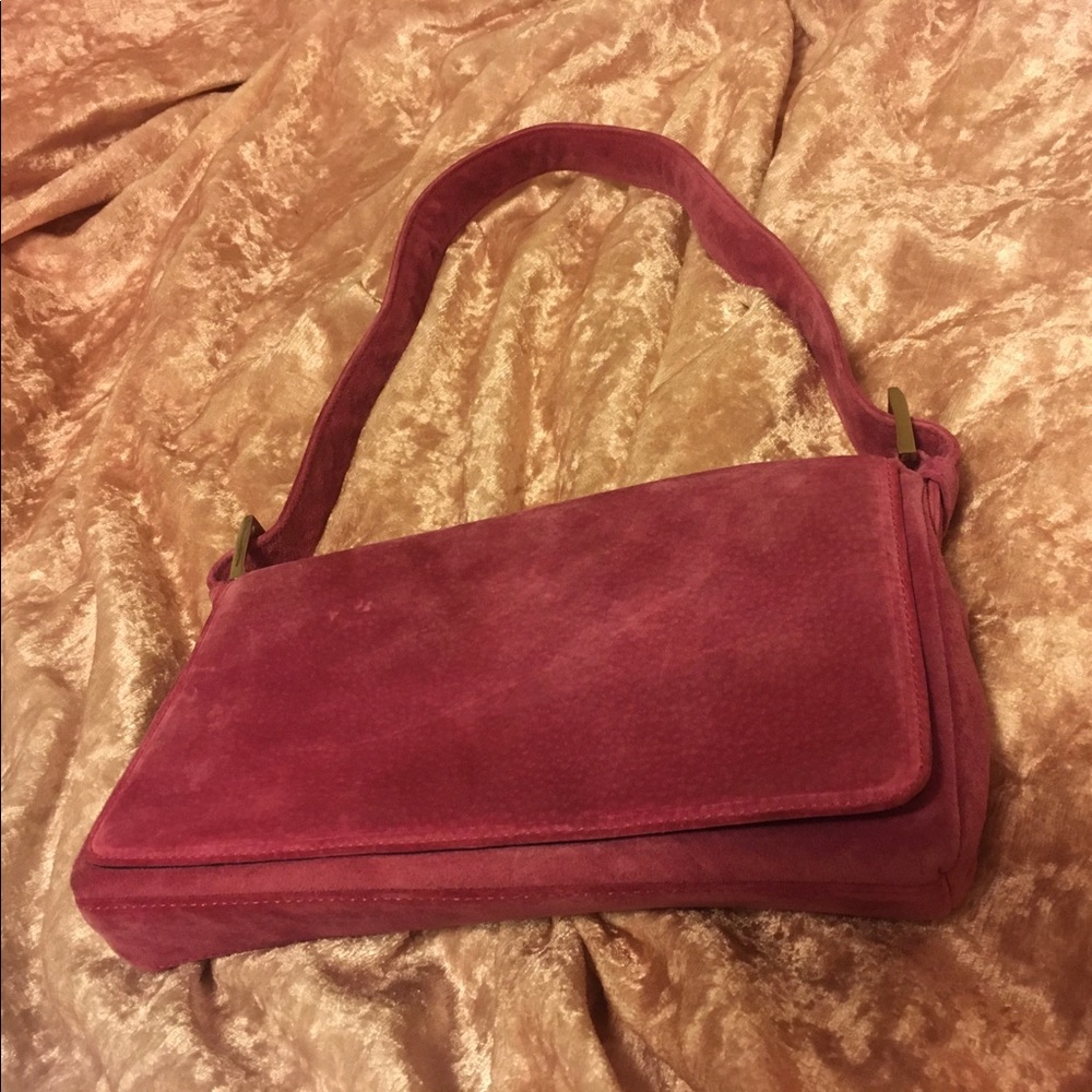 NWOT pink Suede mini BeBe Purse! - Picture 2 of 6